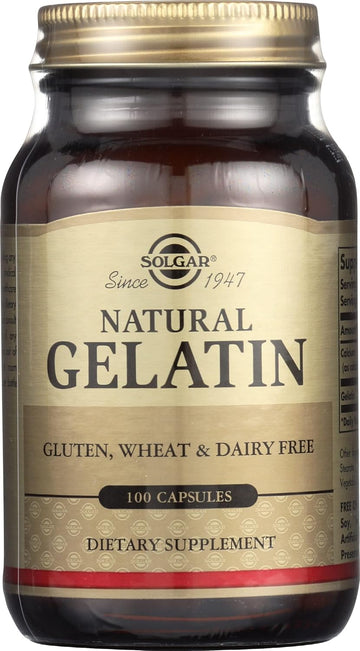 Solgar Gelatin 1680 Mg, 100 Capsules - Natural Gelatin - Supports Bone, Joint & Skin Health - Gluten Free, Dairy Free - 33 Servings