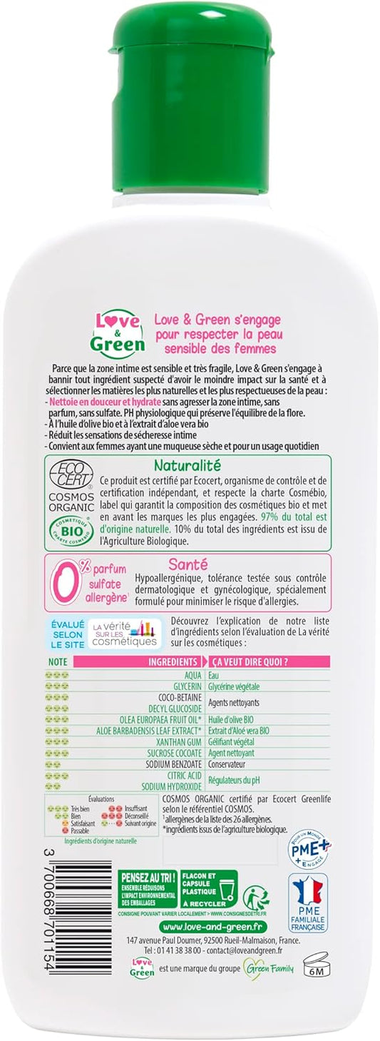 Love & Green - Organic Intimate Moisturising Washing Gel 200 Ml - Made In France
