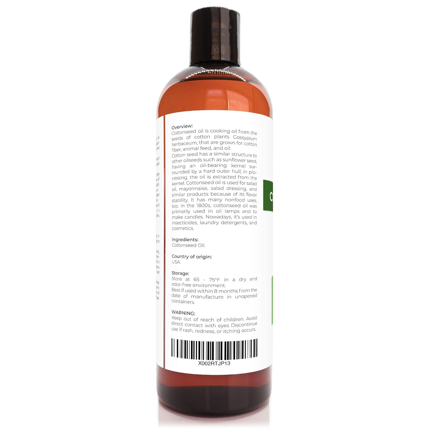 velona Cotton Seed Oil 16 oz | 100% Pure and Natural Carrier Oil | Refined, Cold pressed | Cooking, Skin, Face, Body, Hair Care | Use Today - Enjoy Results : Beauty & Personal Care
