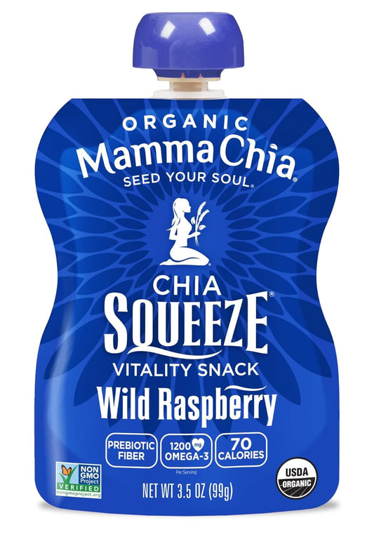 Mamma Chia Organic Vitality Squeeze Snack, Wild Raspberry, 3.5 Ounce (Pack Of 16)