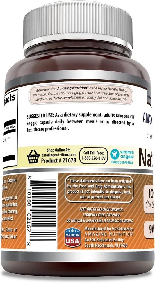Amazing Formulas Nattokinase Dietary Supplement 100mg 90 Veggie Capsules Supplement | 2000 FU Enzyme Activity from Pure Nattokinase | Non-GMO | Gluten Free | Made in USA | Ideal for Vegetarians