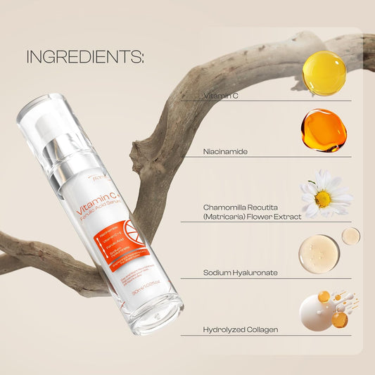 Vitamin C Face Serum: Skin Tone And Wrinkle Reduction - Nighttime Routine For Radiant Complexion In Fashion Women
