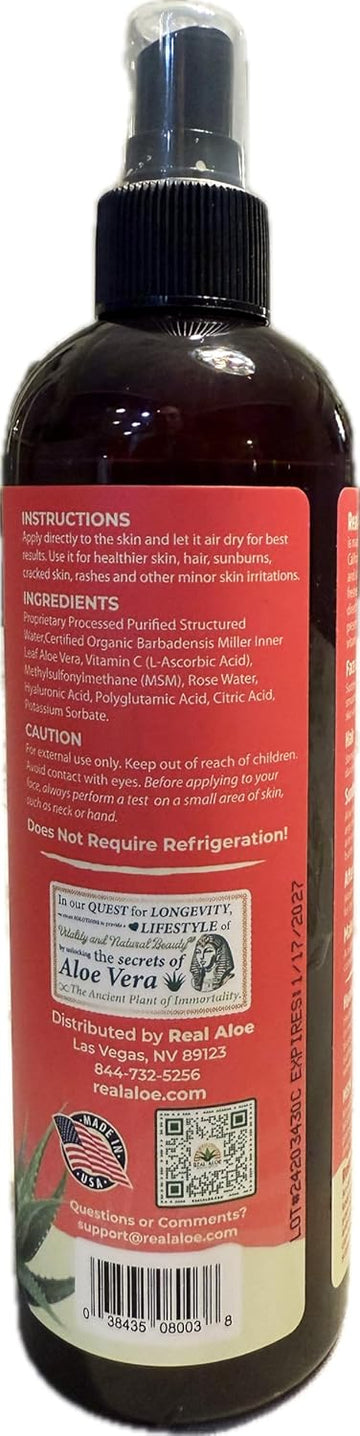 Real Aloe Beauty Gel - California Farm Fresh - Hand Selected Organic Aloe Vera, Vitamin C, Msm, Hyaluronic & Polyglutamic Acid, Agar, Rapid Absorbing, Smoothes & Hydrates (12 Fl Oz)