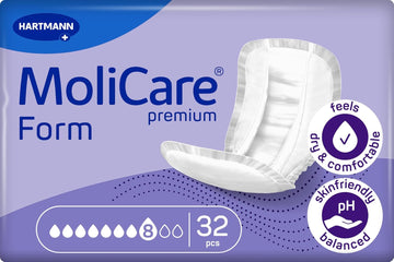 Molicare Premium Form, To Be Used With Molicare Fixpants, 8 Drops, 4 Packs Of 32 (128 Pieces)