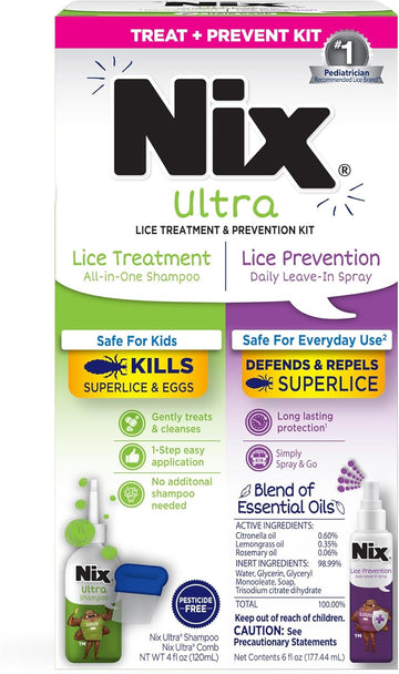 Nix Lice Prevention Spray For Kids, A Daily Leave-In Conditioning Spray To Repel Superlice, 6.0 Fl Oz