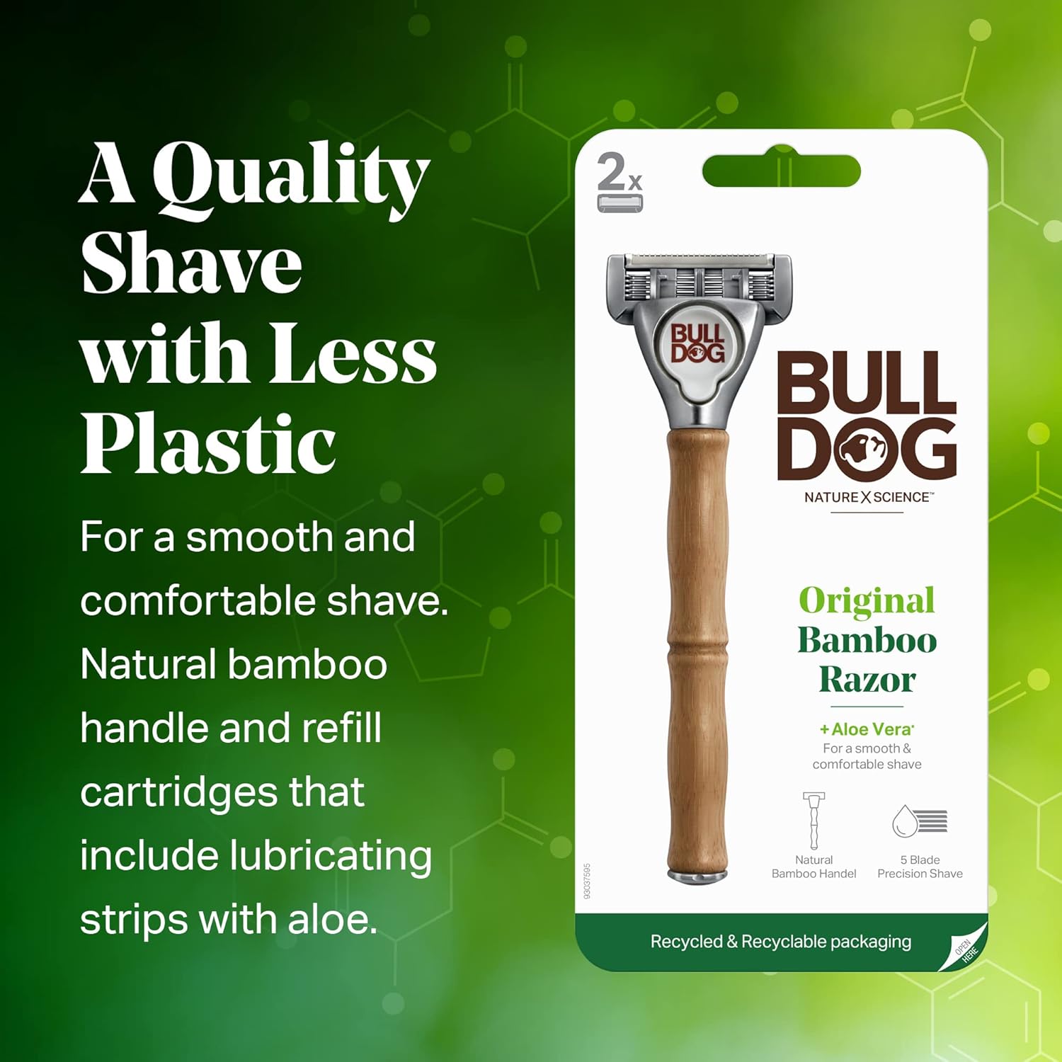Bulldog Mens Skincare And Grooming Original Bamboo Razors For Men With A Natural Bamboo Razor Handle And 2 Razor Refills : Beauty & Personal Care