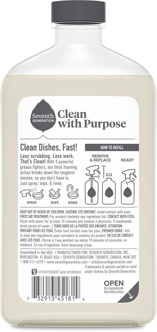 Seventh Generation Foaming Dish Spray, 3 Refills And 1 Sprayhead, 16 Fl Oz (Pack Of 3)