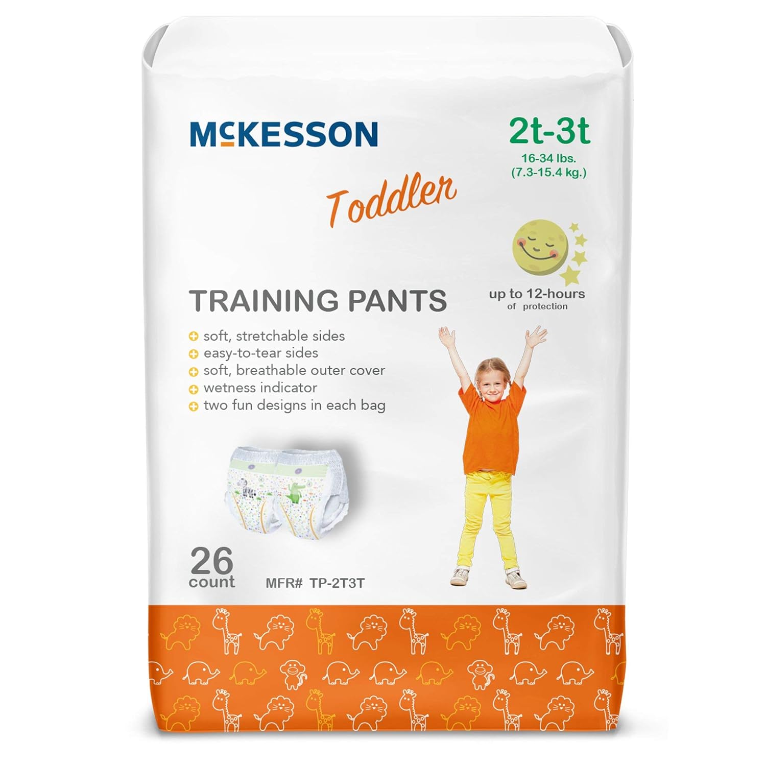 McKesson Toddler Training Pants, Disposable, 2T to 3T, 16 lbs to 34 lbs, 26 Count, 1 Pack