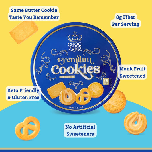 Choczero Keto Butter Cookies - Sugar Free Danish Shortbread Gift - Gluten Free, Low Carb, 12 Ounce (Pack Of 1)