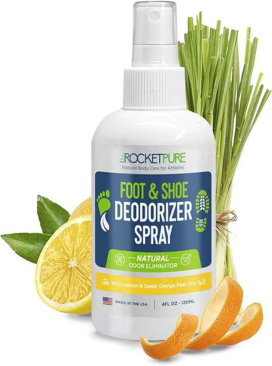 Natural Shoe Deodorizer Spray Bundle - Foot Spray, Shoe Odor Eliminator, Freshener (Mint, Lemon)