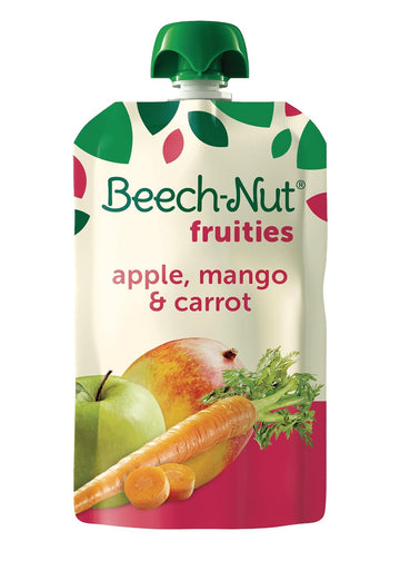 Beech-Nut Baby Food Pouches, Apple Mango Carrot Fruit Puree Baby & Toddler Food, 3.5 Oz (12 Pack)