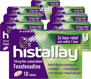 Histallay Hayfever & Allergy Relief Tablets, 80 Tablets, 120Mg Fexofenadine, Antihistamine, 24Hr Relief Acts Within 1Hr, Relieves Hayfever, Pet, Dust And Mould Allergies (80 Day Supply)