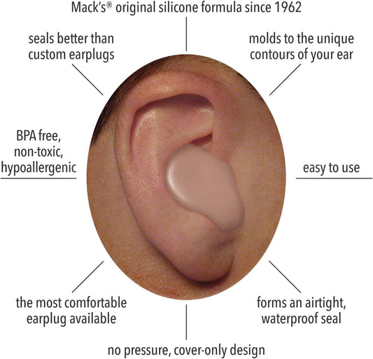 Mack'S Snoozers Silicone Putty Earplugs - 6 Pair  Comfortable, Moldable Silicone Ear Plugs For Sleeping, Snoring, Loud Noise & Traveling | Made In Usa