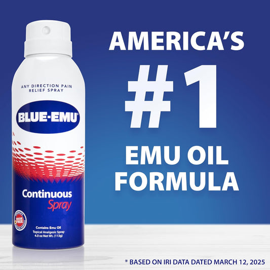 Blue-Emu Continuous Pain Relief Spray For Fast-Acting Joint & Muscle Relief, 4 Oz, 1 Pack