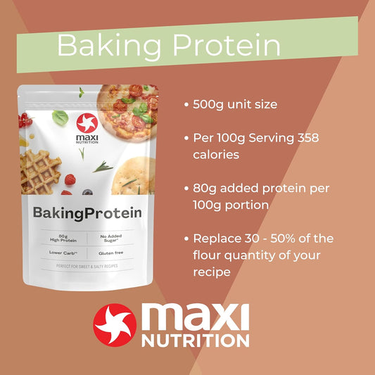 Maxinutrition Baking Protein - Baking Protein Powder For Cooking And Baking - No Additives - 1 X 500G Bag, Per 100G Serving 80G Protein, 358 Calories