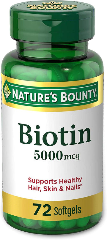 Nature'S Bounty Biotin, Vitamin Supplement, Supports Metabolism For Energy And Healthy Hair, Skin, And Nails, 5000 Mcg, 72 Softgels