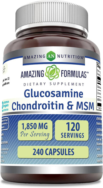 Amazing Formulas Glucosamine Chondroitin Msm 240 Capsules Supplement | Non-Gmo | Gluten Free | Made In Usa