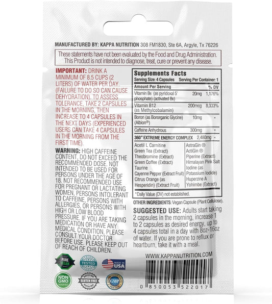 360 Extreme Energy, Memory & Focus 1 Sachet (4 Capsules Ea)