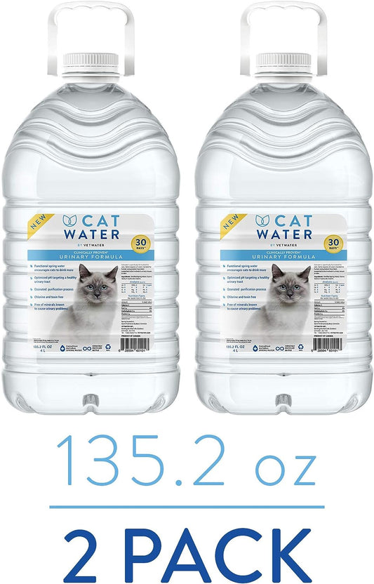 By Vetwater | Ph-Balanced And Mineral-Free Cat Water | Clinically Proven Urinary Formula | Helps Prevent Cat Urinary Issues, Flutd | 135.2 Oz, 2-Pk, Clear (Cw60101-2)