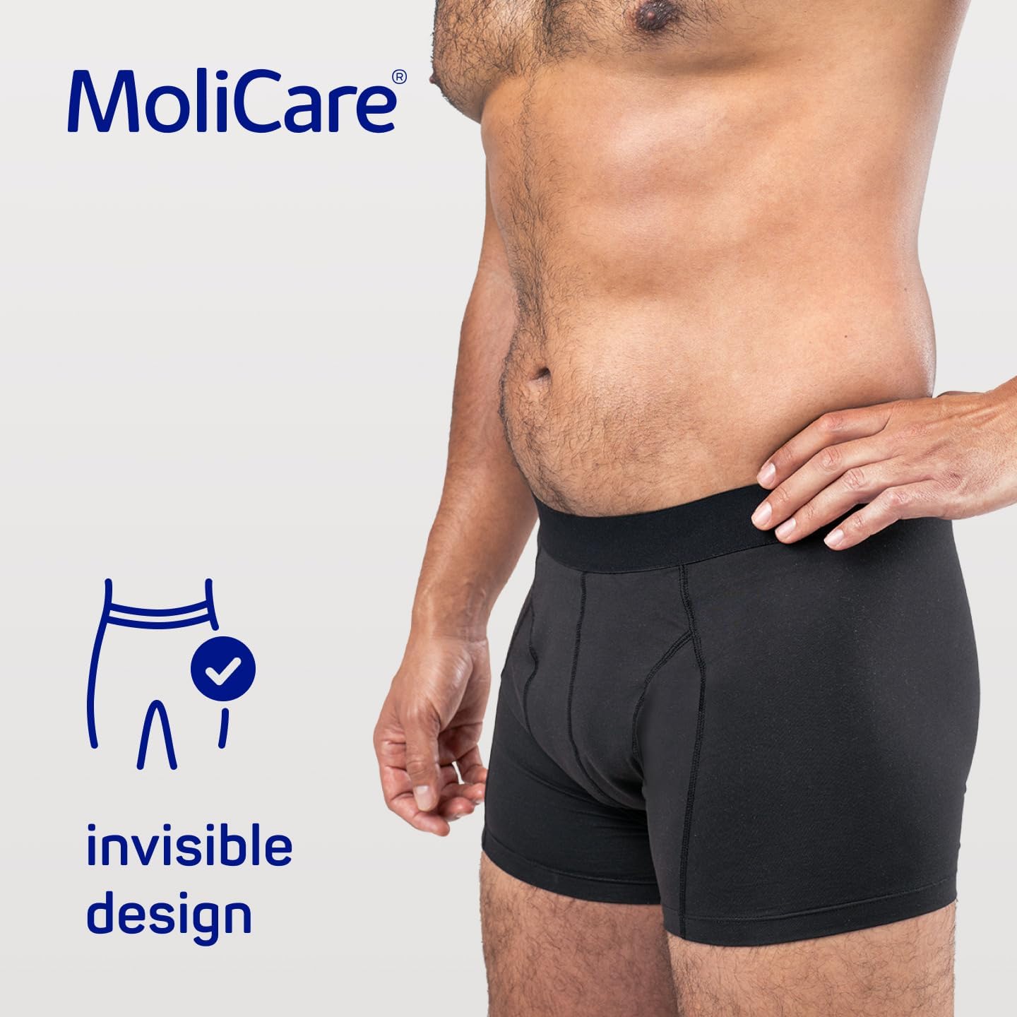 MoliCare Men - Invisible Absorbent Washable Incontinence Pants with Disposable X-Change Pads for Extra Protection, Pads Discreetly Hidden in Inner Pocket, Size L, Washable at 60° C, Black : Amazon.co.uk: Health & Personal Care