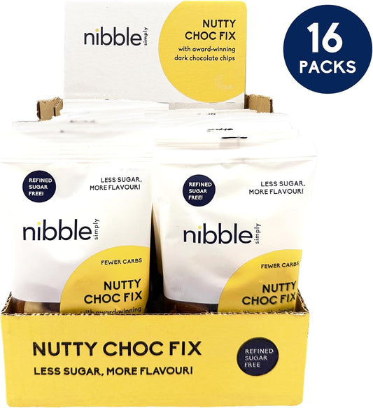 Nibble Simply Nutty Choc Fix With 81% Cocoa Mass Dark Chocolate Chips | No Ultra-Processed Ingredients | No Refined Sugar