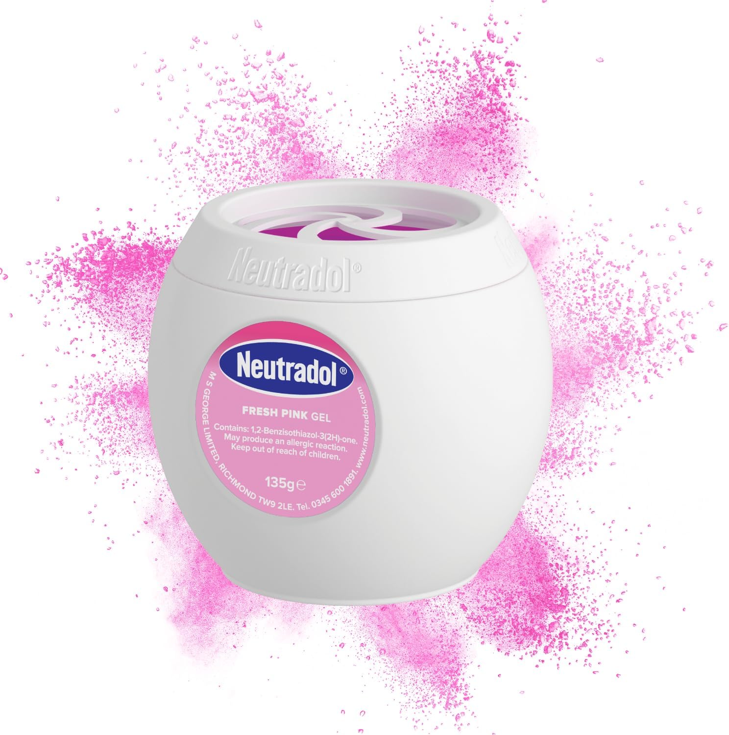 Neutradol Slow Release Gel, Air Freshener And Odour Eliminator, No Plug Or Spray Needed, Fresh Pink, Multipack Of 3 X 135G