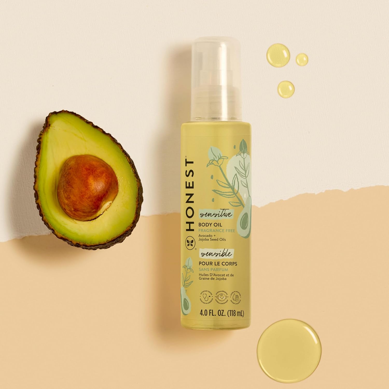 The Honest Company Lavender Infused Calming Body Oil | Moisturize, Nourish, + Soothe Baby'S Skin | Plant-Based, Hypoallergenic, Vegan | 4.0 Fl Oz : Baby