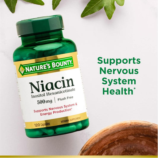 Set Of 3 Nature'S Bounty Niacin Flush Free 500 Mg, 120 Capsules By Maven Gifts