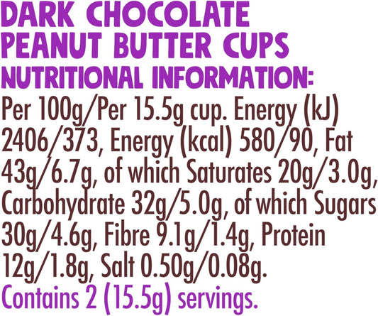 Pip & Nut - Dark Chocolate Almond Butter Cups (15 Pack - 2 Cups Per Pack) | Single Origin Chocolate, Real Almond Butter, Natural Nut Butter, No Palm Oil, Vegan, Gluten Free, High In Fibre