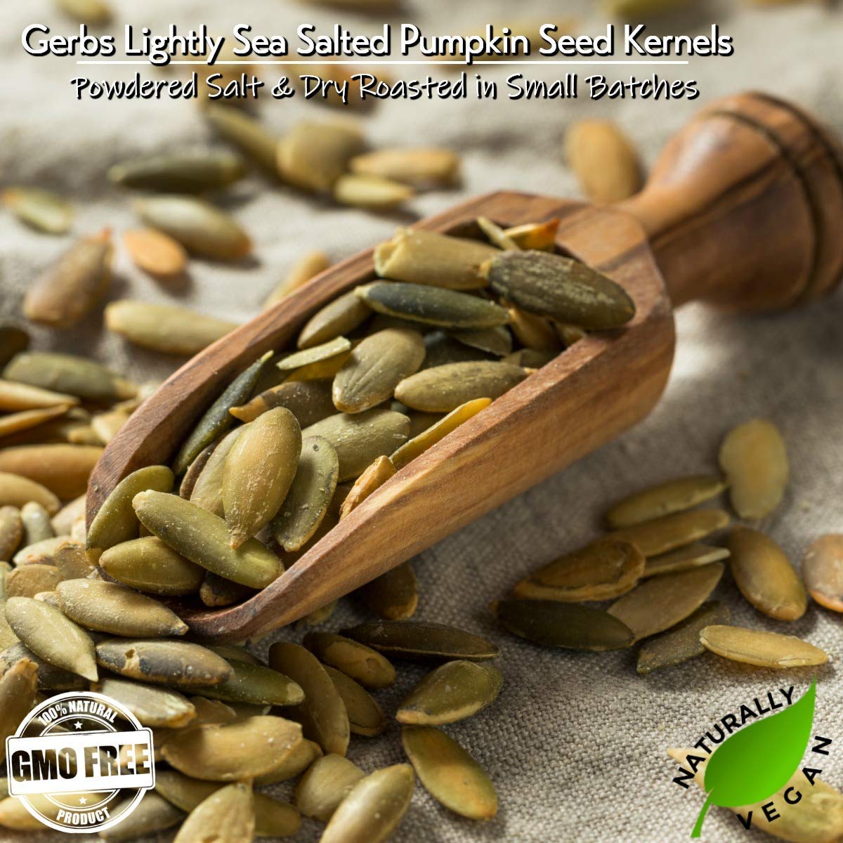 Lightly Sea Salted Pumpkin Seed Kernels by Gerbs - 4 LBS - Top 11 Food Allergen Free & Non GMO - Premium Dry Roasted Shelled Pepitas β COG Mexico