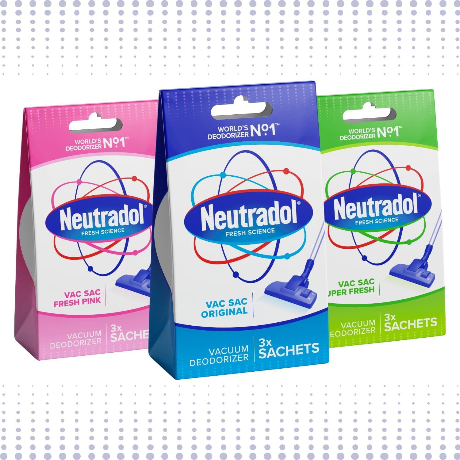 Neutradol Vac Sacs Vacuum Deodoriser, Place In Vacuum Cleaner Bags & Dust Bags, Original, Multipack Of 6 X 3 Vac Sacs