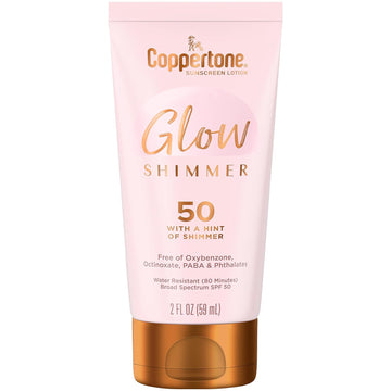 Coppertone Glow Hydrating Sunscreen Lotion With Illuminating Shimmer Minerals And Broad Spectrum Spf 50, Water-Resistant, Fast-Drying, Free Of Parabens, Paba, Phthalates, Oxybenzone, 2 Oz