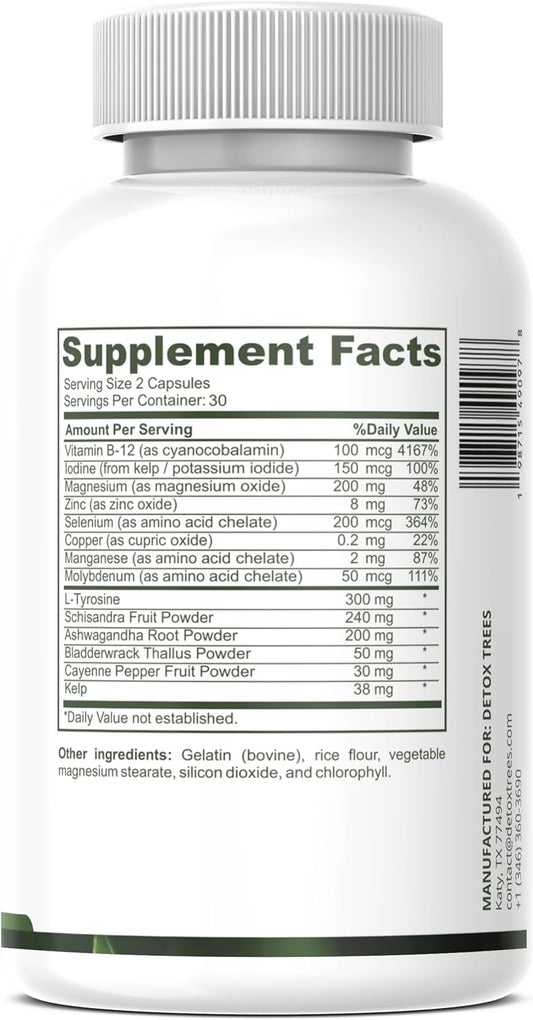 Advanced Thyroid Support Supplement - Non-Gmo, Thyroid Supplement With L Tyrosine, Iodine, B12, Zinc, Selenium, Ashwagandha For Thyroid Health & Overall Well-Being, 60 Capsules