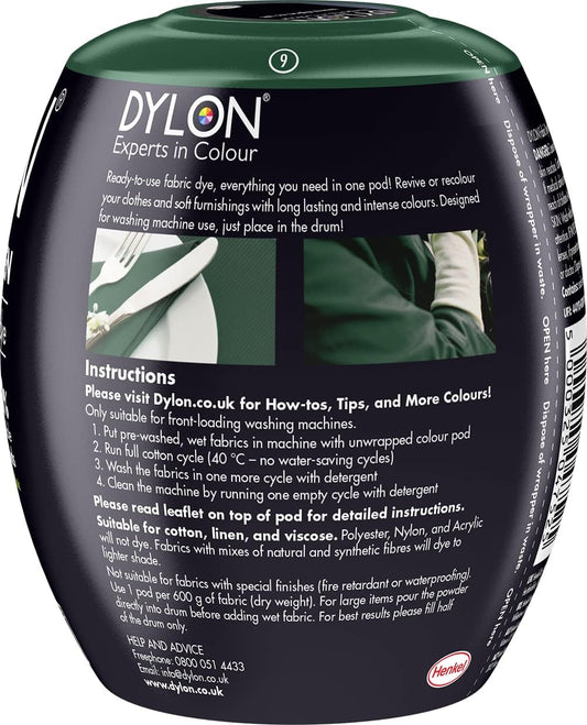 Dylon Washing Machine Fabric Dye Pod For Clothes & Soft Furnishings, 350G – Forest Green