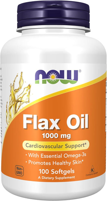 Now Foods Supplements, Flax Oil 1,000 Mg Made With Organic Flax Oil, Cardiovascular Support*, 100 Softgels