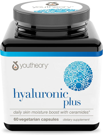 Youtheory Hyaluronic Plus - Hyaluronic Acid Supplement With Ceramides, Vitamin C, Biotin & More - Supports Healthy Skin* - 60 Vegetarian Capsules