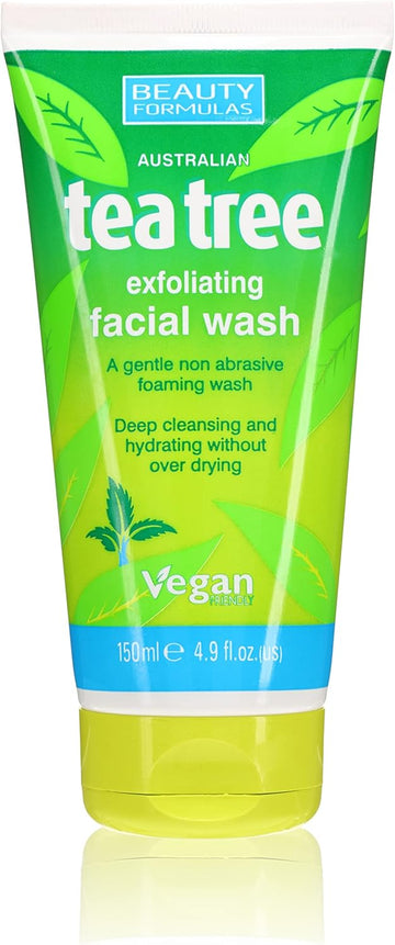 Beauty Formulas Australian Tea Tree Exfoliating Facial Wash, 150 Milliliters