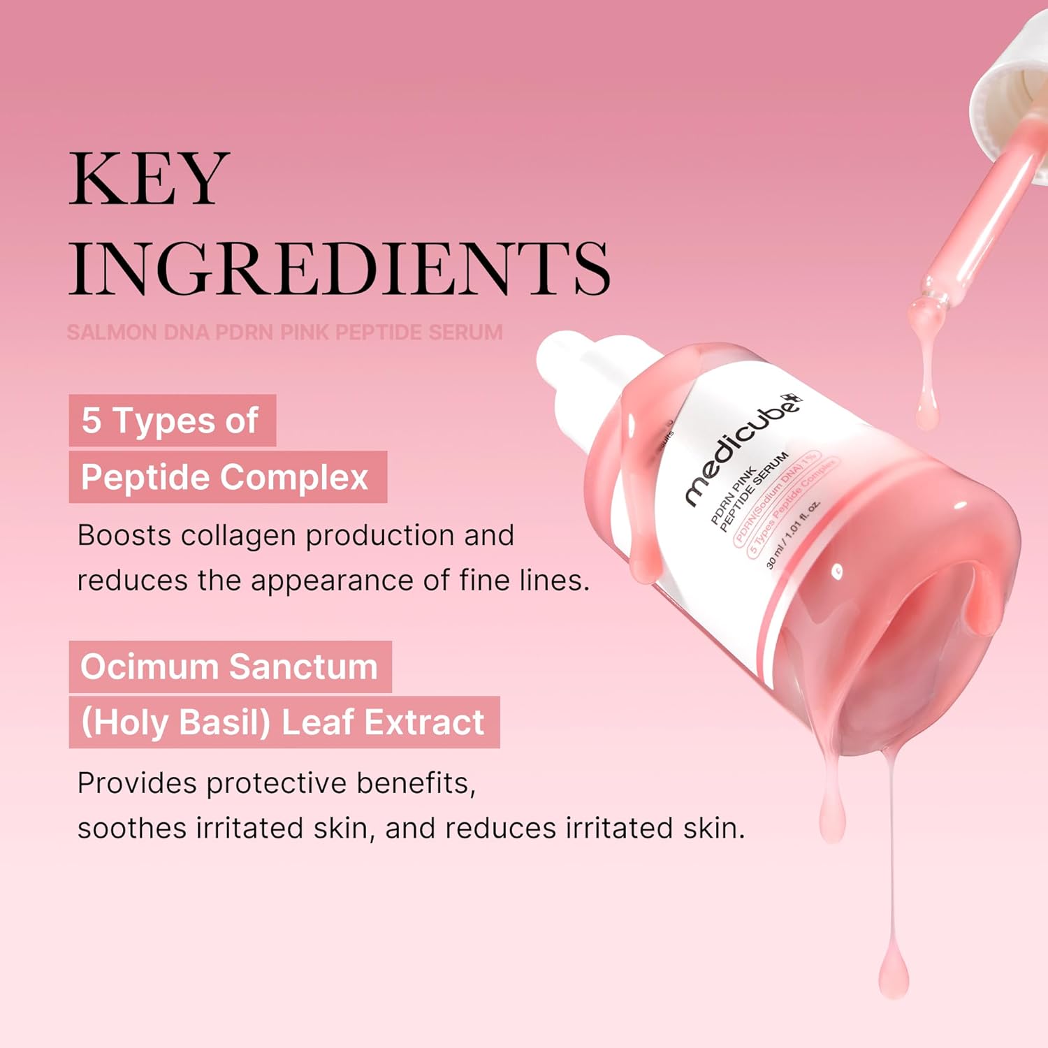 Medicube Salmon Dna Pdrn Pink Peptide Serum, Pink Glow Serum, Peptide, Niacinamide, Hydrating & Moisturizing & Firming, Uneven Skin Tone, Korean Skincare | 1.01 Fl.Oz. (1.01 Fl.Oz., Salmon Dna Pdrn) : Beauty & Personal Care