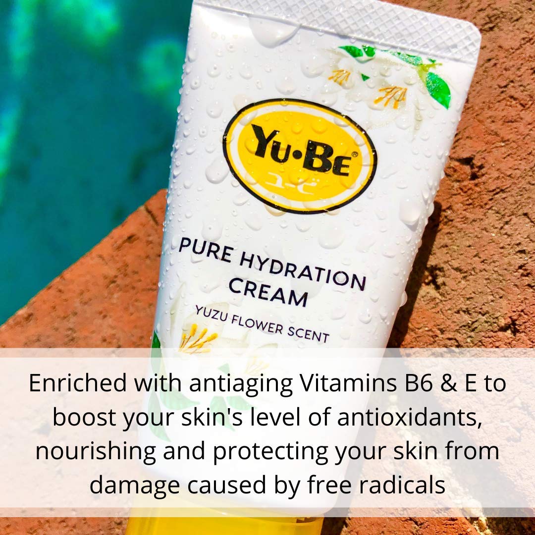 Yu-Be Yuzu Pure Hydration Cream: Body & Hand Lotion - Vegan Skin Care Cream For Sensitive & Dry Skin - Soothing Yuzu Flower Extract - Day & Night Moisturizer- Cracked Heels Repair -1.35 Fl Oz (3) : Beauty & Personal Care