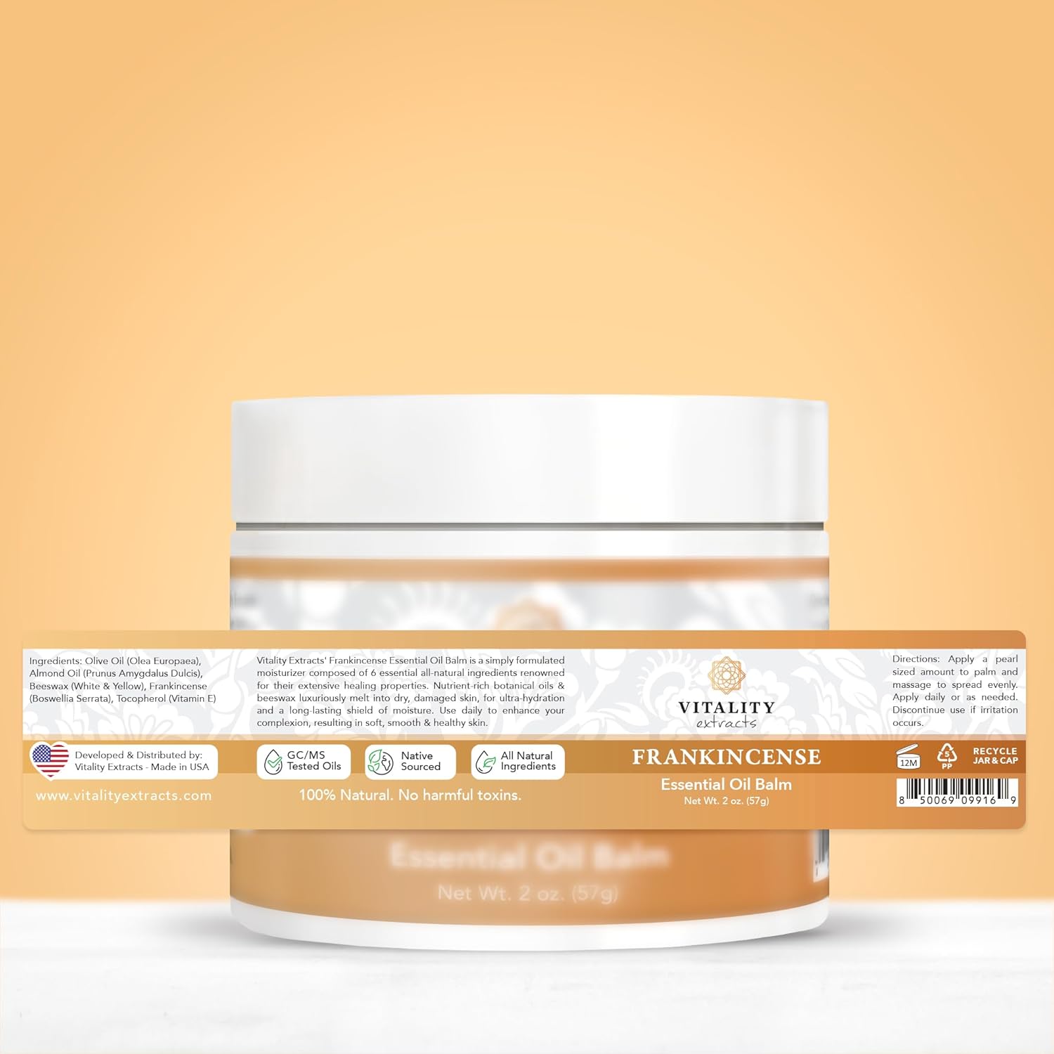 Vitality Extracts Frankincense Balm - 2Oz, Boswellia Serrata, Beeswax, Olive Oil, Moisturizer For Dry, Cracked Skin, All Skin Types : Beauty & Personal Care