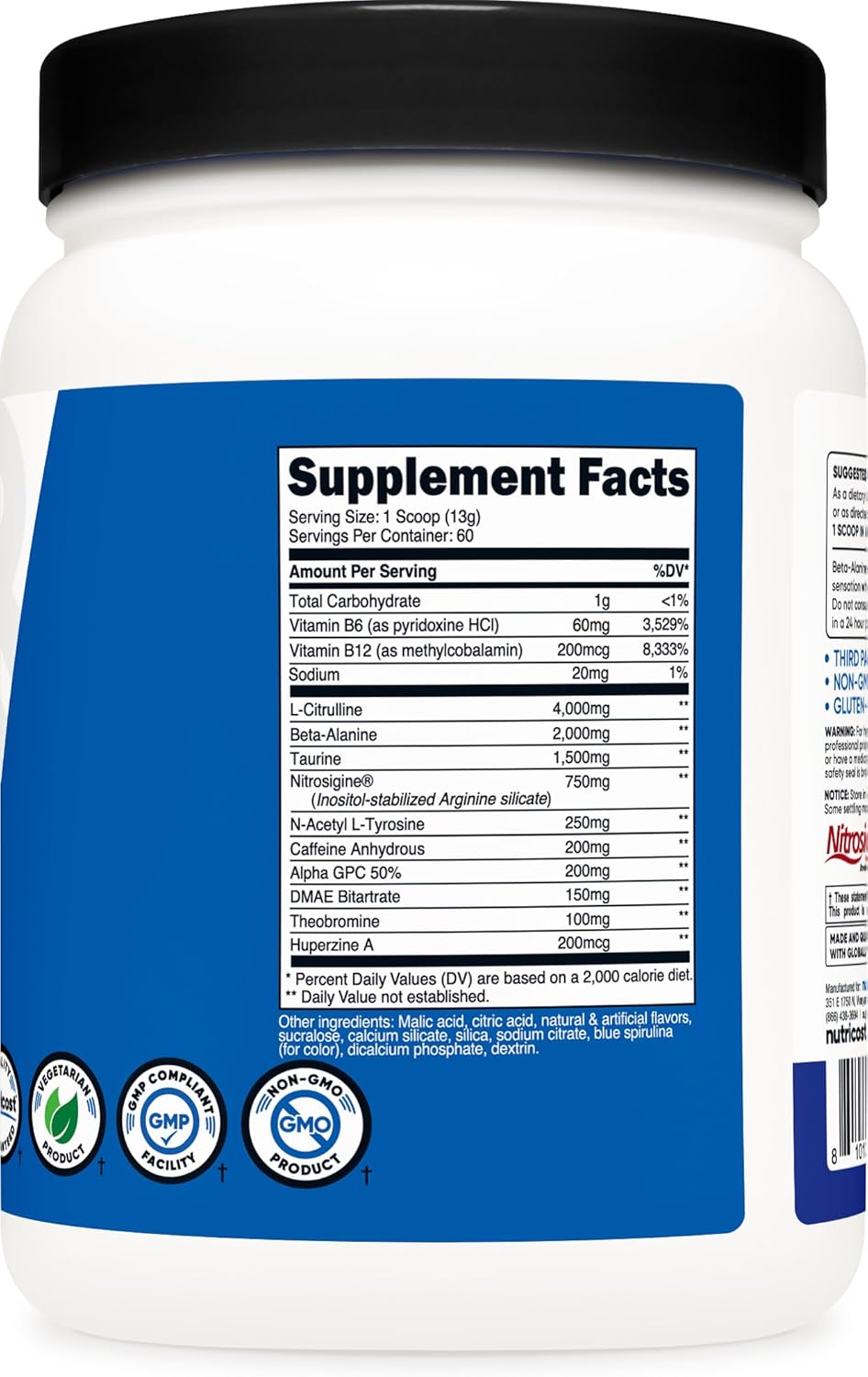 Nutricost Pre-Workout Complex Powder (60 Servings, Blue Raspberry) - Pre-Workout Supplement with Beta-Alanine, Taurine & Amino Acids : Health & Household