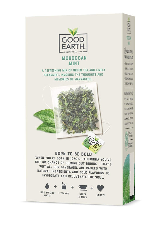 Good Earth Sensorial Blend All Natural Moroccan Mint Green Tea, 15 Count Tea Bags (Pack Of 5)
