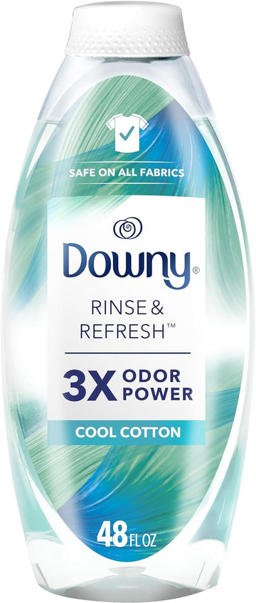 Downy Rinse & Refresh Laundry Odor Remover And Fabric Softener, Cool Cotton, 48 Fl Oz, He Compatible Laundry Sanitizer, Safe On All Fabrics