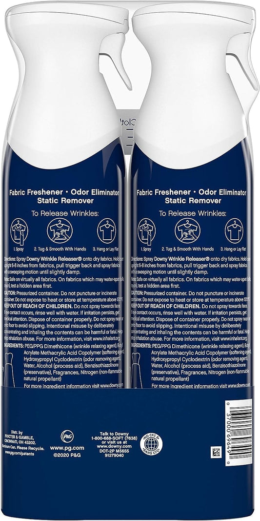 Downy Wrinkle Releaser Spray, All In One Formula, Removes Wrinkles, Static And Odor Eliminator, Light Fresh Scent, 9.7 Fl Oz, Pack Of 2