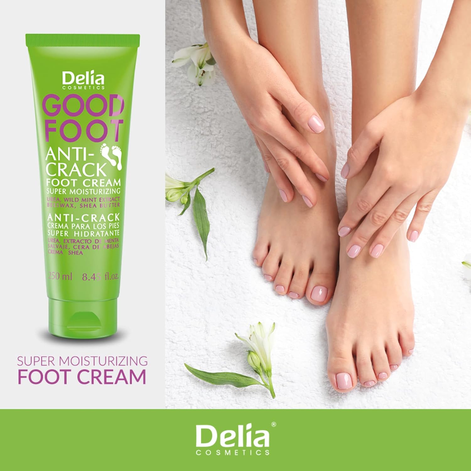 Delia Cosmetics - Good Foot - Anti Crack Foot Cream - Protect Sensitive Heels - Prevent Damages - Provides Regeneration & Comfort for Dry Feet - 250ml : Amazon.co.uk: Beauty