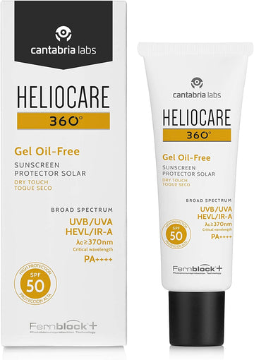 Heliocare 360 Oil-Free Gel Spf50 50Ml / Gel Sunscreen For Face / Daily Uva Uvb Visible Light Infrared-A Anti-Ageing Sun Protection