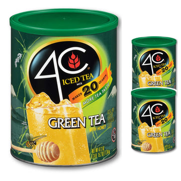 4C Green Tea Antioxidant Iced Tea Mix | Family Sized Cannister | Thirst Quenching Flavor | 20 Quarts (Green Tea, 2 Pack)