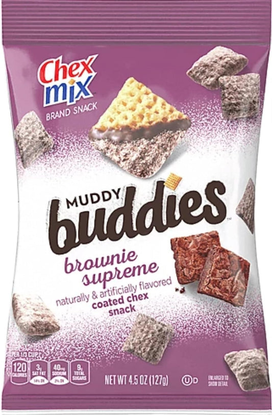 By The Cup Bag Clip With Muddy Buddies Variety Pack, Peanut Butter & Chocolate Flavor 4.5 Oz, Cookies & Cream 4.25 Oz, Brownie Supreme 4.5 Oz Bags, 1 Of Each, (Pack Of 3)