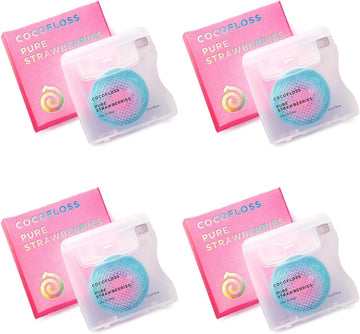 Cocofloss Woven Dental Floss, Dentist-Designed Oral Care, Strawberry Scent, Waxed, Expanding, Kid-Friendly String Floss With Coconut Oil, 1 Spool (33 Yd)