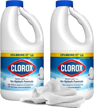 2 Splash-Less Bleach Cleaners, 40Oz | Disinfecting Bleach Cleaner + Daley Mint Towel - Bulk Home Refill For Laundry, Linens, Floors, Bathroom, Tile (80Oz Total)